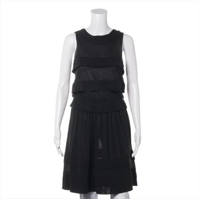 Robe CHANEL 06P sans manches ligne A tricot été noir taille 38 106,5 cm - Photo 1/4