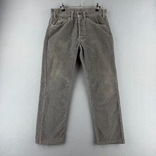 Vintage Levis Pants Mens 32 Fits 31x27 Gray Corduroy Button Fly 80s USA Made