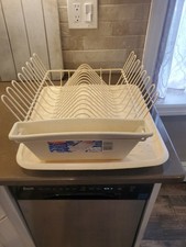 Vtg Rubbermaid ALMOND Dish Drying Rack Draine...