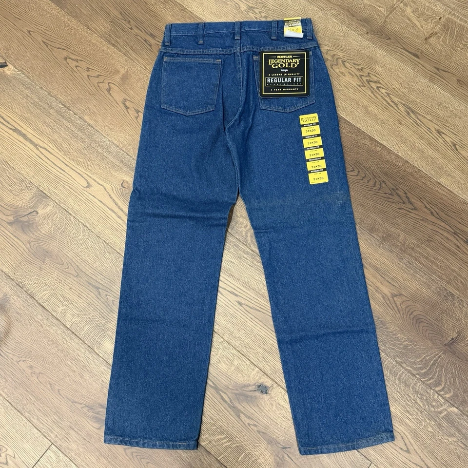 Rustler Men’s Straight Regular Fit Medium Wash Blue Denim Jeans 5-Pocket Zip - Image 2 of 4