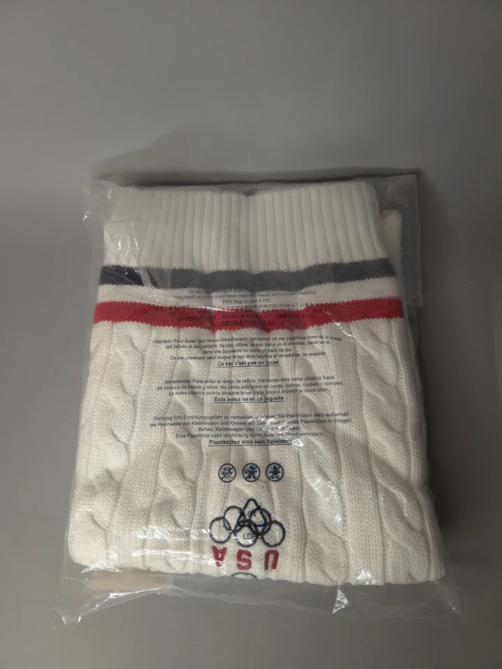 Polo Ralph Lauren свитер жилет мужской XL белый 2008 Пекин Олимпийских игр редкая - Изображение 2 из 4