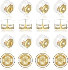 18K Gold Secure Earring Backs for Studs, 925 Silver Silicone