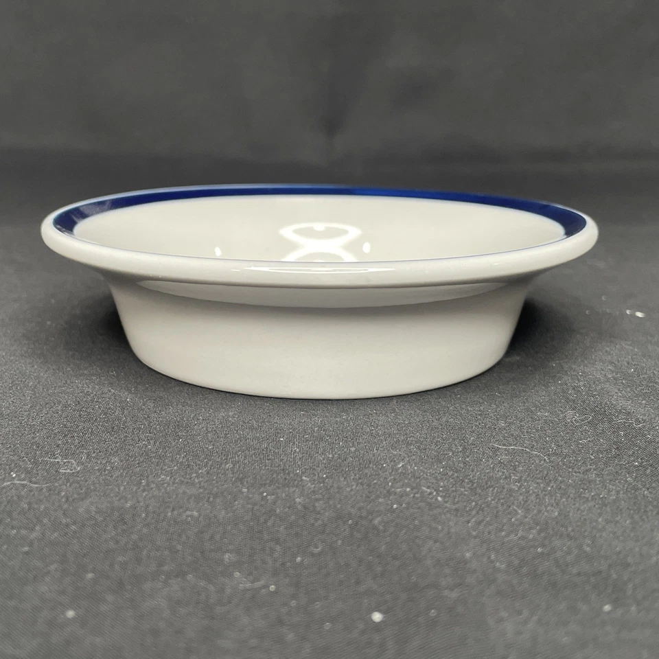 Lot of 4 IKEA Almhult White & Blue 4.75" Sauce Plate / Bowl Sweden S343 81 - Image 2 of 4
