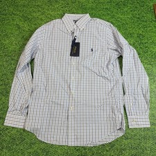 Polo Ralph Lauren Classic Fit Performance Men Small Oxford Shirt White Blue NWT