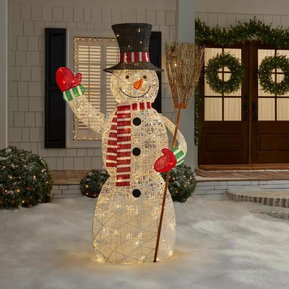 6 Ft. Polar Wishes Led Snowman With Broom Holiday Yard Decoration