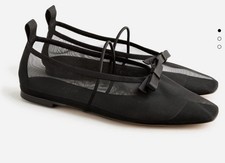 J.Crew Quinn Mary Jane Ballet Flats 9.5 Black Mesh Bow Sheer Balletcore