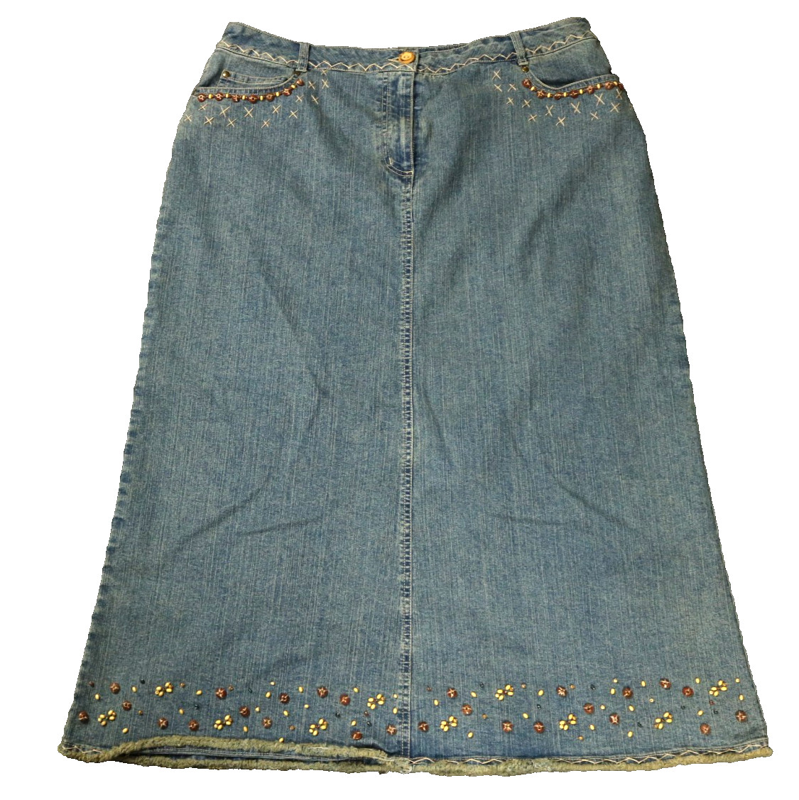 Ruby Rd. Beaded Stretch-Denim Midi Length Straigh… - image 1