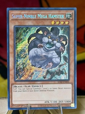 Yu-Gi-Oh! Super-Nimble Mega Hamster Secret Rare RA02-EN004 MINT + BONUS CARD