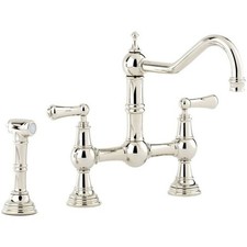 NEW Perrin & Rowe 4756-NI Provence 3 Hole Mix Lever Tap & Rinse NICKEL BR4189