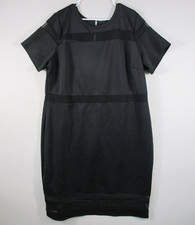 Boutique Womens Round Neck Midi Dress Back Zip Short Sleeve Size 2X Black