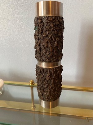 Brutalismus Vase Stahl Kupfer/Bronze Vintage 60er 70er Patina fat Lava Optik