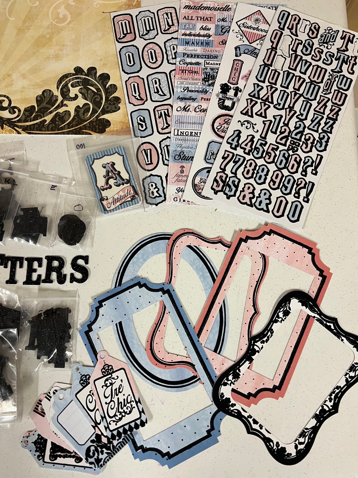 Fashion & Bling Scrapbook Crafting Kit - Paper, Ribbon, Embellishment, Stickers