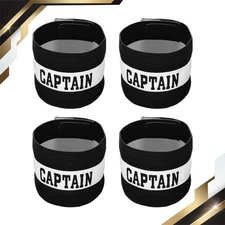 4Pack Captain's Armband Elastic Arm Band for Soccer Team Training Black