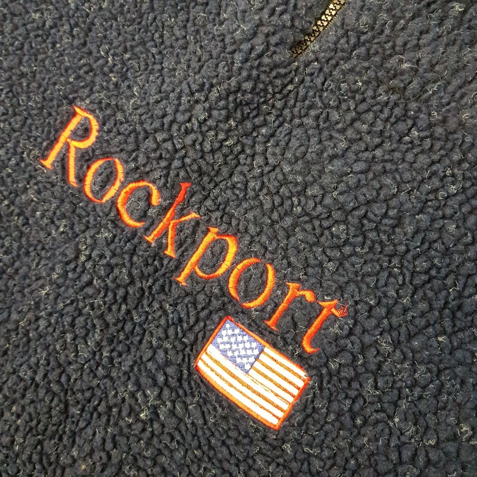 Suéter Jersey Vintage Rockport 1/4 Cremallera Polar XL Azul Marino Bandera de EE. UU. Años 90 Y2K Foto 2 de 4