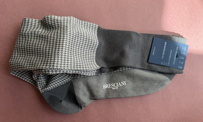 Spring/Summer 2023 Men's Bresciani Socks NWT Cotton Grey Houndstooth