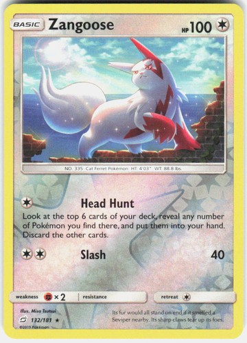 Zangoose 132/181 Rare Team Up Pokemon Reverse Holo Near Mint A009