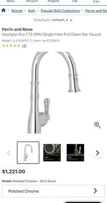 Perrin & Rowe Used Kitchen Faucet Georgian Era Pull-Down CHROME