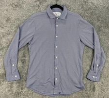 Mizzen Main Spinnaker Mens Medium Shirt Blue Check Long Sleeve Trim Fit Nylon