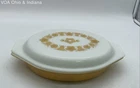 Pyrex Butterfly Gold Divided Casserole Dish 063 1 Quart with Lid Vintage