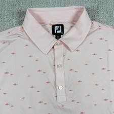 FootJoy Men s Large Pink Fish AOP Performance Golf Polo Shirt