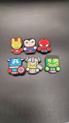 6 Pc Set Marvel Rubber Pins/ necklace Charm/ keychain New In Bag
