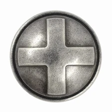 10 Pieces Cross Domed Gray Silver Metal Shank Buttons. 25mm 1 inch
