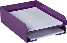 Stackable Paper Trays - Purple - Desktop Document, Letter, & File Organizer Tray