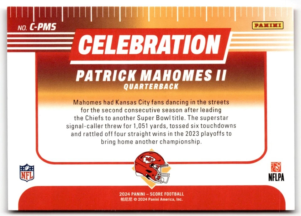 Patrick Mahomes II 2024 Score Celebration #C-PMS Kansas City Chiefs - Image 2 of 2