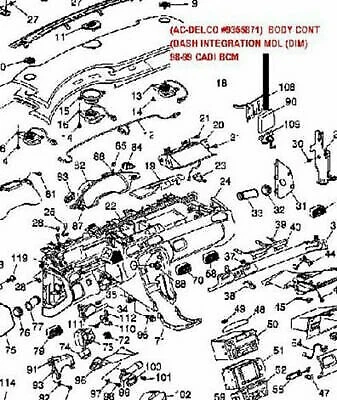 OEM GM 9355871 Body Control Module (BCM) 98-99 Cadillac Seville Dash Integration - Image 3 of 3