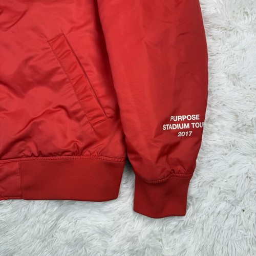 Giacca Justin Bieber Small Purpose Stadium 2017 Red Tour Team Bomber con bottoni - Foto 7 di 13