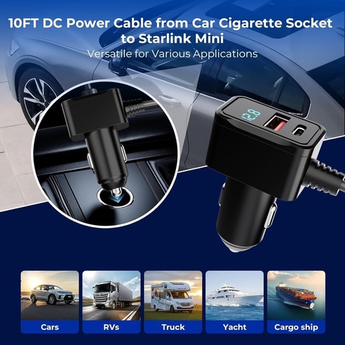3 in 1 Starlink Mini Cable 10FT, Nolansend Starlink Mini Car Charger DC Power - 第 7/7 張圖片