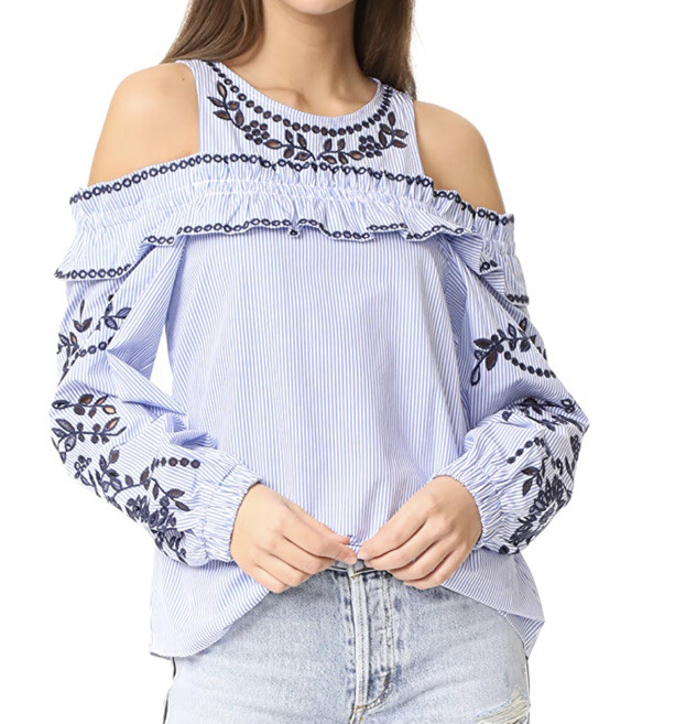 parker cold shoulder ruffle blouse