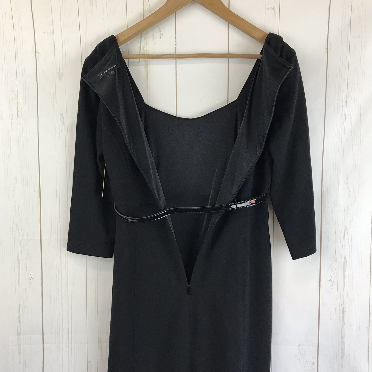 Robe Cocktail David Meister Noire, Manches 3/4, Taille 8 - Neuf Avec étiquettes, Fabriqué USA