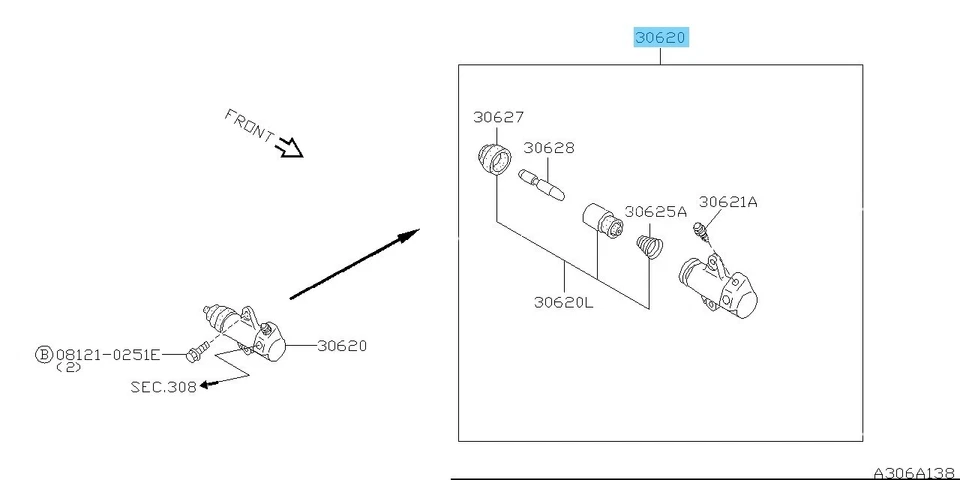 Conjunto de cilindro de funcionamiento embrague genuino Nissan 240Sx S14 90-98 30620-91F05 OEM Foto 3 de 4
