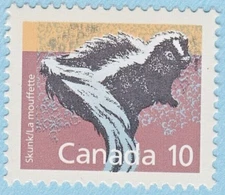 SKUNK STAMP CANADA UNUSED POSTAGE 1988 MAMMALS 10c ANIMAL WILDLIFE NATURE