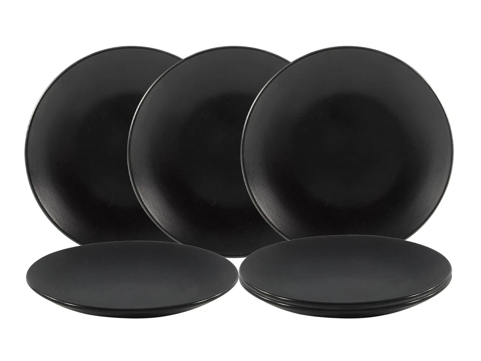 Porzellan Kuchenteller schwarz - 6er Set / 21 cm - Dessert Kuchen Platz Teller