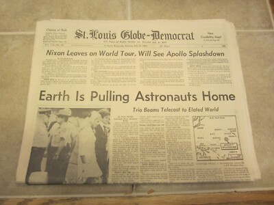 St Louis Globe Democrat Newspaper July 23 1969 Earth is Pulling Astronauts Home