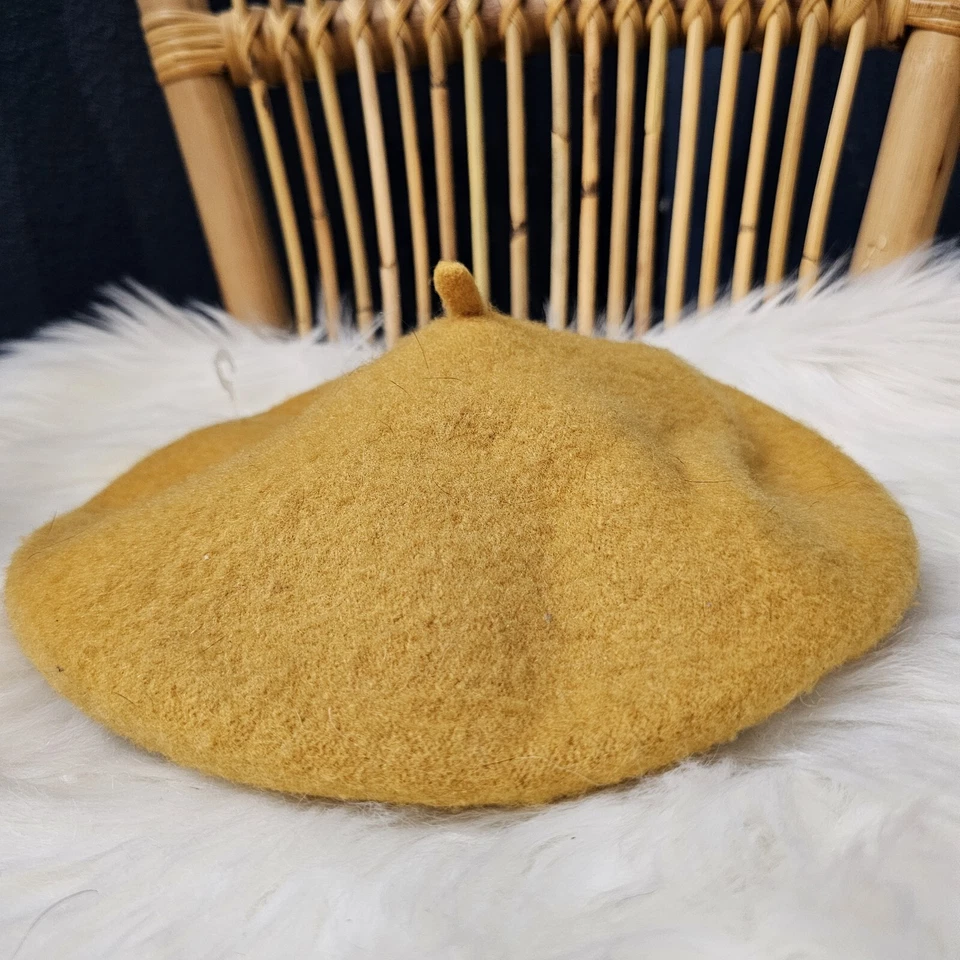 Boina para mujer H&M amarillo mostaza 100 % fieltro lana talla única Foto 2 de 4