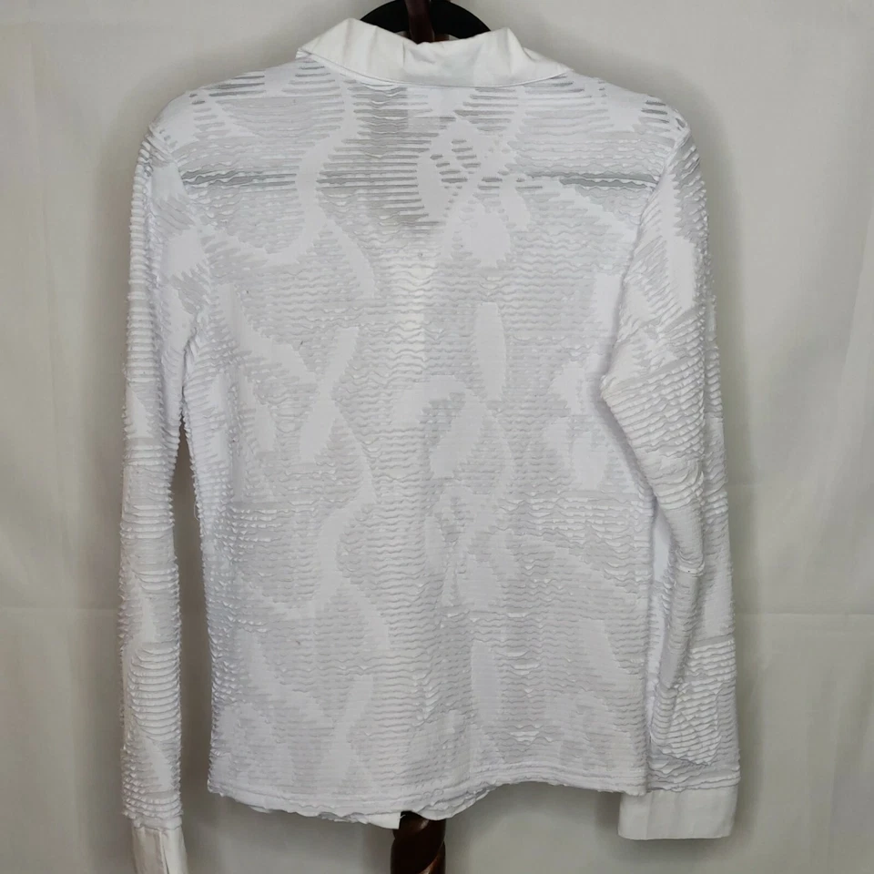 Claudia Richard Mujer Talla M Blanco Transparente Camisa Cuello Abotonado Mangas Largas  Foto 2 de 4