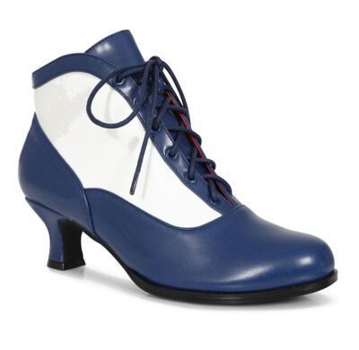 Lulu Hun ''TOSCA RETRO TWO-TONE'' Lace Up PUMPS Ankle Boot Blue Rockabilly