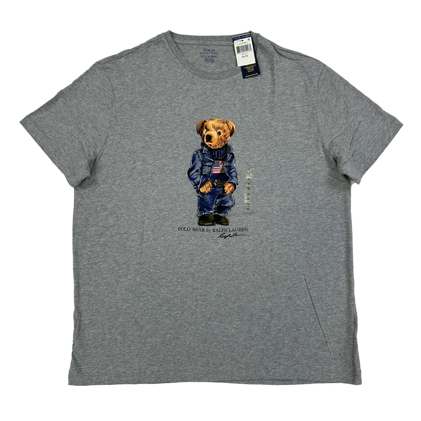 Polo Ralph Lauren Short Sleeve Crewneck Polo Bear T-Shirt Tee USA Flag Size: XL