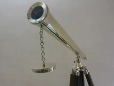 ANTIQUE NAUTICAL BRASS TELESCOPE WITH WOODEN TRIPOD STAND