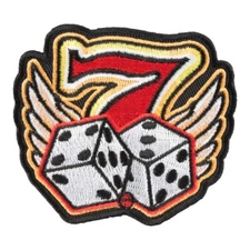 Lucky Seven Winged Dice Craps Patch, Gambling Patches
