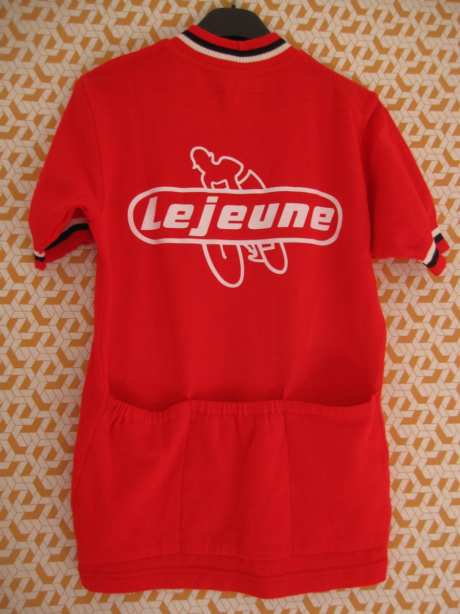 Maillot Cycliste Vintage Années 70 – Lejeune – Bleu – Acrylique Manches Longues – Taille M