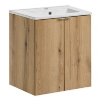 Badezimmer BadmöBel Waschtisch 60Cm Waschbecken Keramik Einbauwaschbecken Eiche