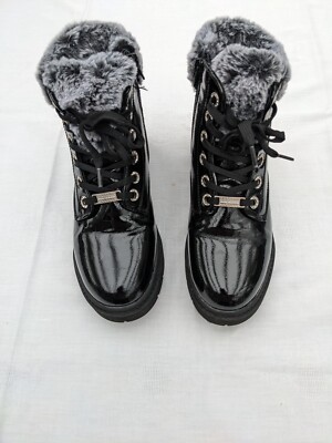 Docker's Damen Boots schwarz Glanz Schnürer, Gr. 37 Neuwertig