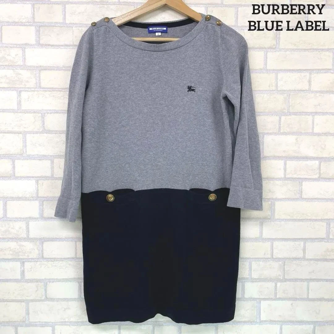 Abito in maglia BURBERRY BLUE LABEL con logo ricamato taglia 38 (M) grigio nero