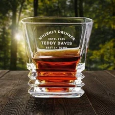 Personalised Engraving 320ml Whiskey Glass - Prism Bold Cut