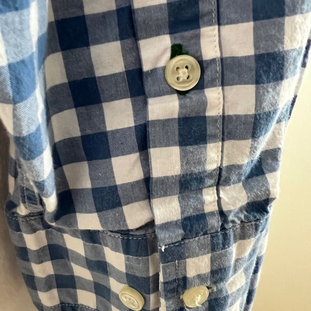 Tommy Hilfiger men's cotton button down shirt. Blue and white checks. Size L EUC thumbnail 4