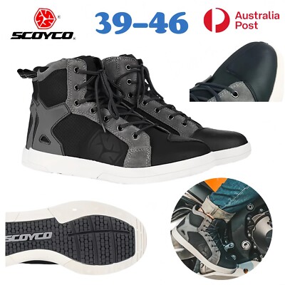 SCOYCO Mens Motorcycle Boots Motorbike Riding Breathable Shoes Non Slip Touring